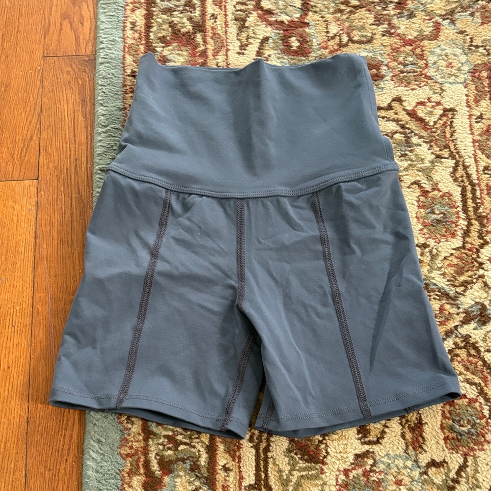 Live The Process High-Waist Bike Shorts — Slate Blue
